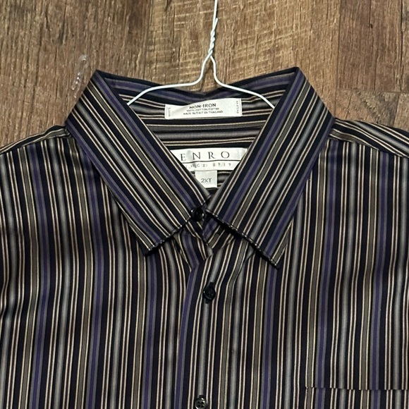 Enro Men's Striped Dress Shirt - Black and Purple - Picture 1 of 5
